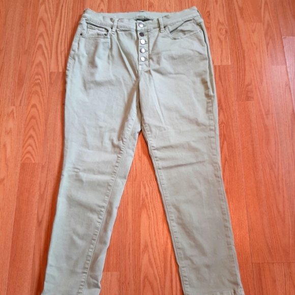 a.n.a Denim - A.N.A. High Rise Skinny Ankle Jeans Button Fly Mint Green Plus